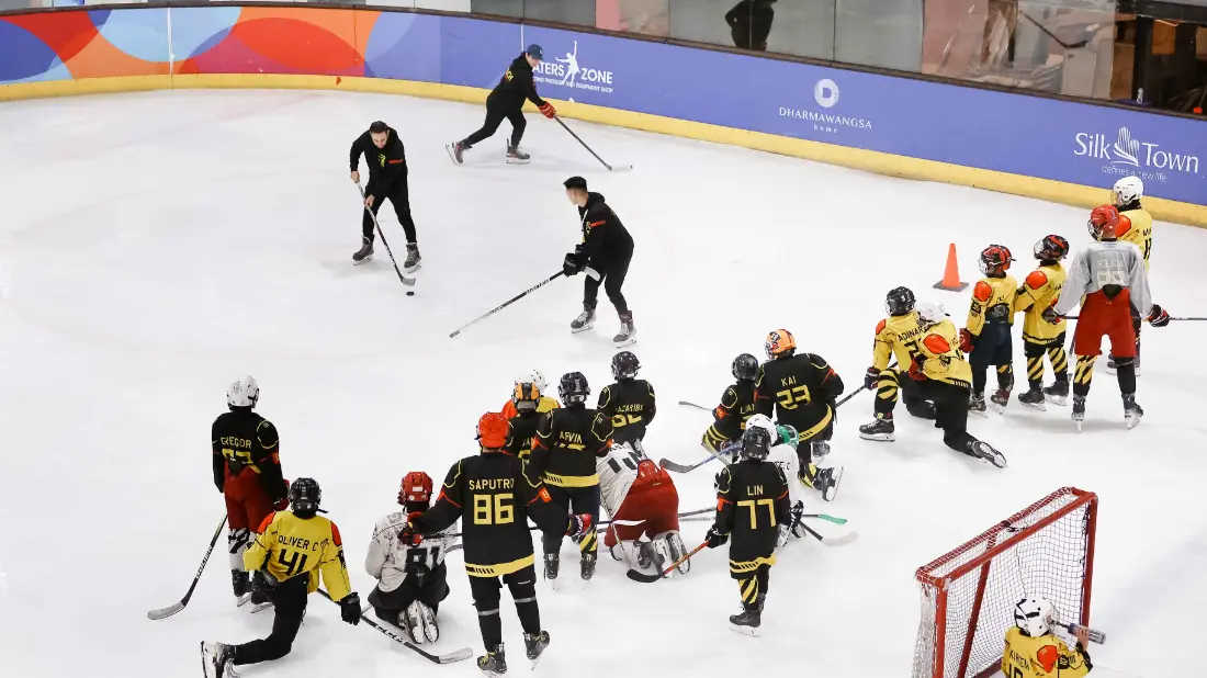 A full-ice practice at the rink